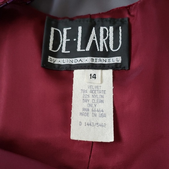 👗HP👗Vintage 90's De-Laru Maroon Velvet dress - Picture 5 of 11